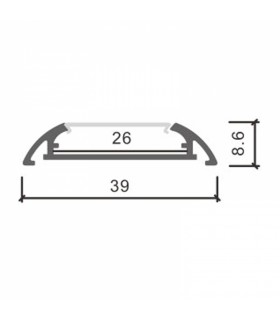 Perfil Aluminio MIND Superficie -2 Metros-