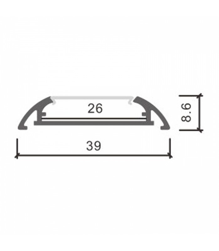 Perfil Aluminio MIND Superficie -2 Metros-