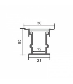 Perfil Aluminio TIH Suelo Empotrar -2 Metros-