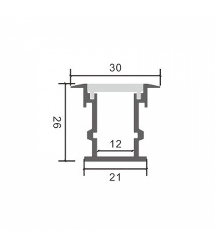 Perfil Aluminio TIH Suelo Empotrar -2 Metros-