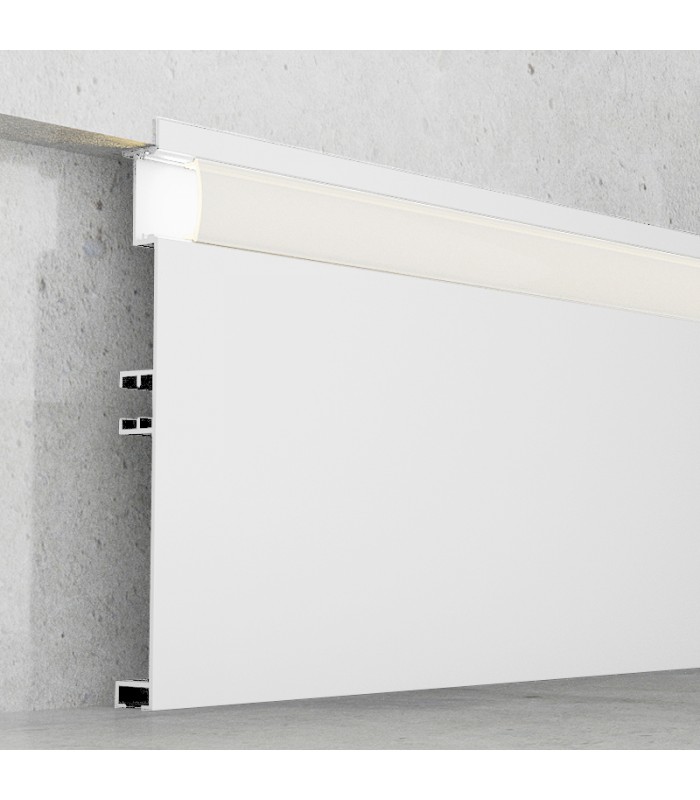 Perfil Aluminio MIET RODAPIE Lacado Blanco Empotrar -2 Metros-
