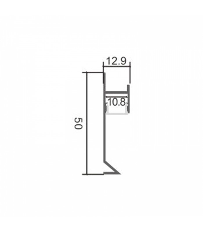 Perfil Aluminio SKA RODAPIE Lacado Negro Empotrar -2 Metros-