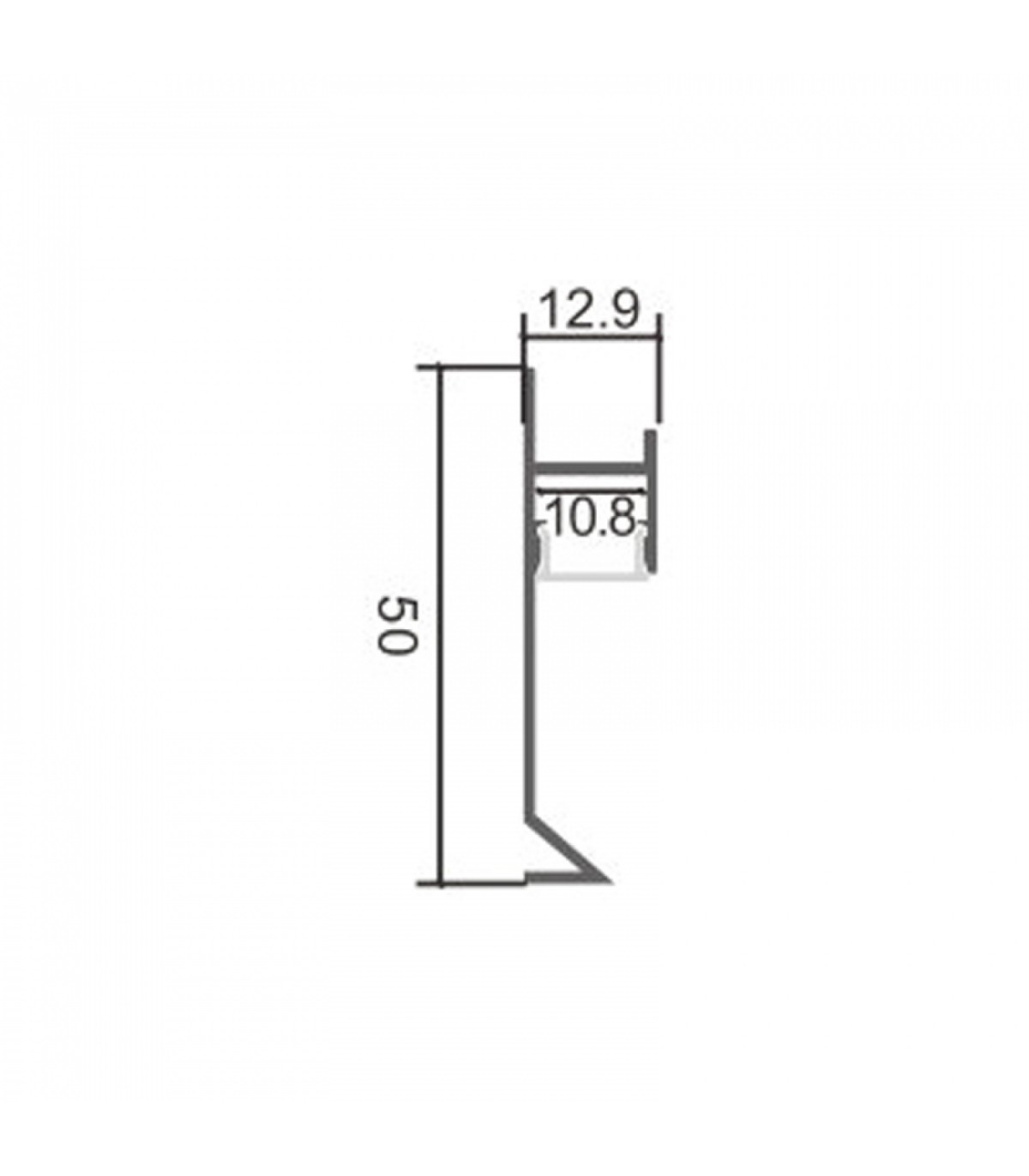 Perfil Aluminio SKA RODAPIE Lacado Negro Empotrar -2 Metros-