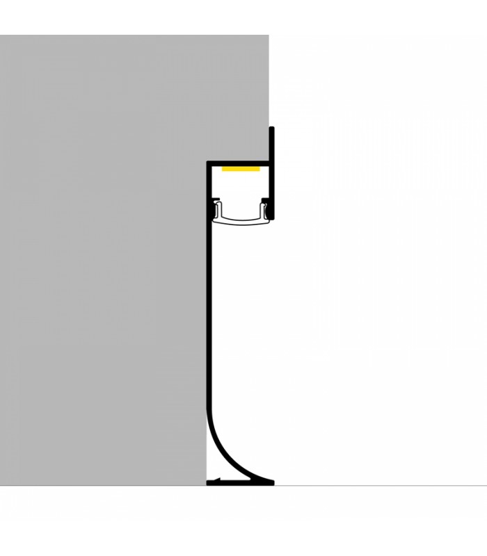Perfil Aluminio SKA RODAPIE Lacado Negro Empotrar -2 Metros-