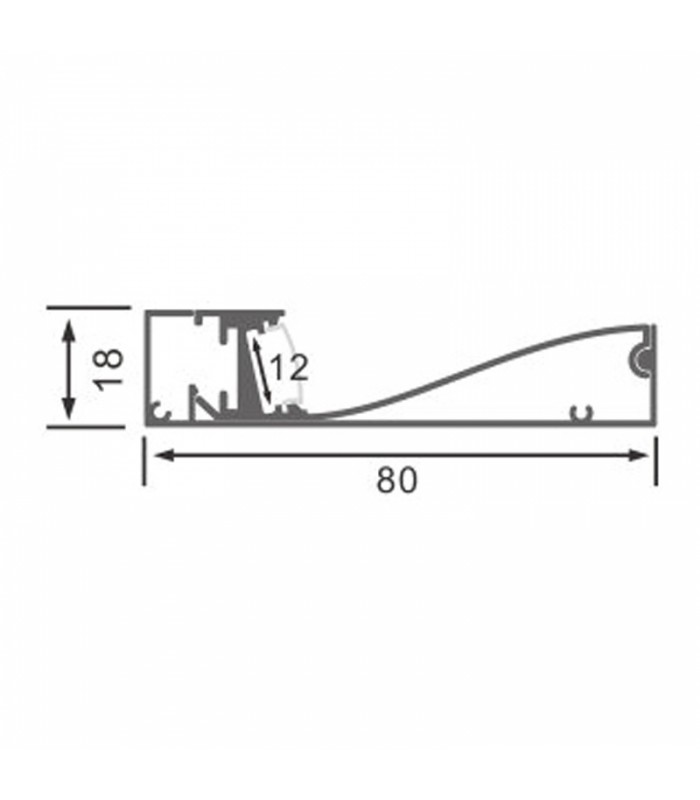 Perfil Aluminio KRUE RODAPIE Empotrar -2 Metros-