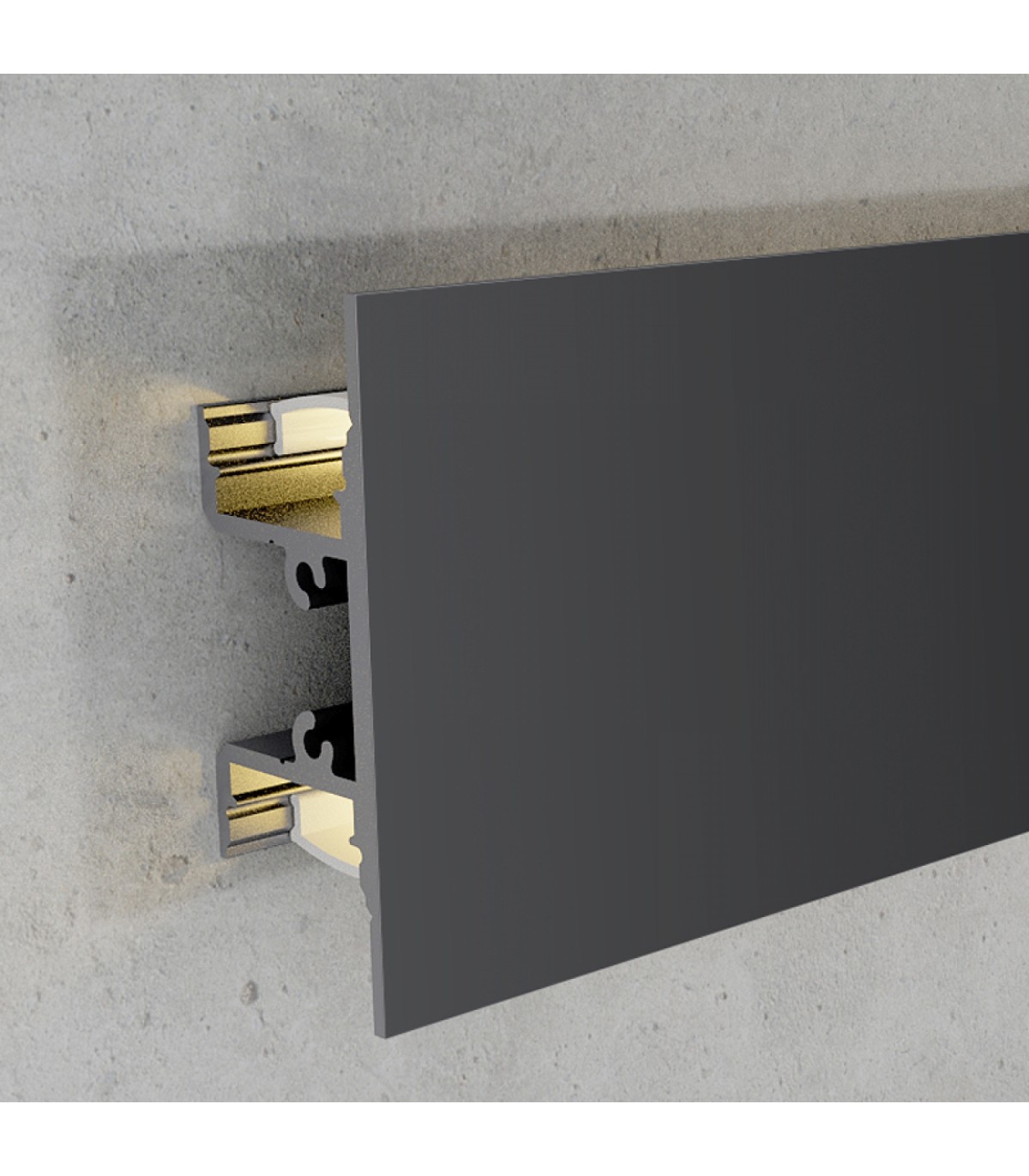 Perfil Aluminio GOTE Lacado Negro Superficie Pared -2 Metros-