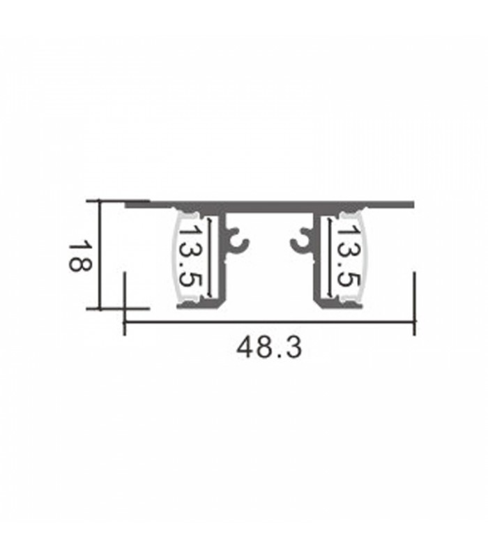 Perfil Aluminio GOTE Lacado Negro Superficie Pared -2 Metros-