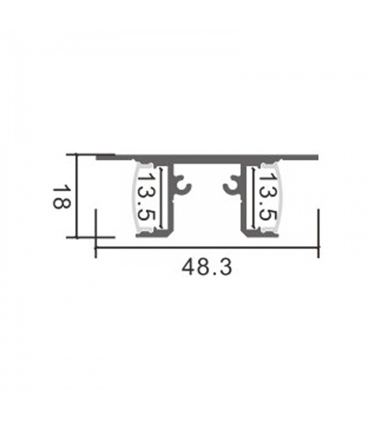 Perfil Aluminio GOTE Lacado Negro Superficie Pared -2 Metros-