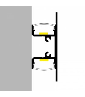 Perfil Aluminio GOTE Lacado Negro Superficie Pared -2 Metros-