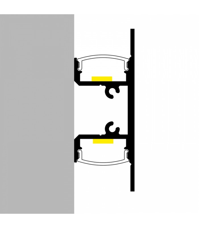 Perfil Aluminio GOTE Lacado Negro Superficie Pared -2 Metros-