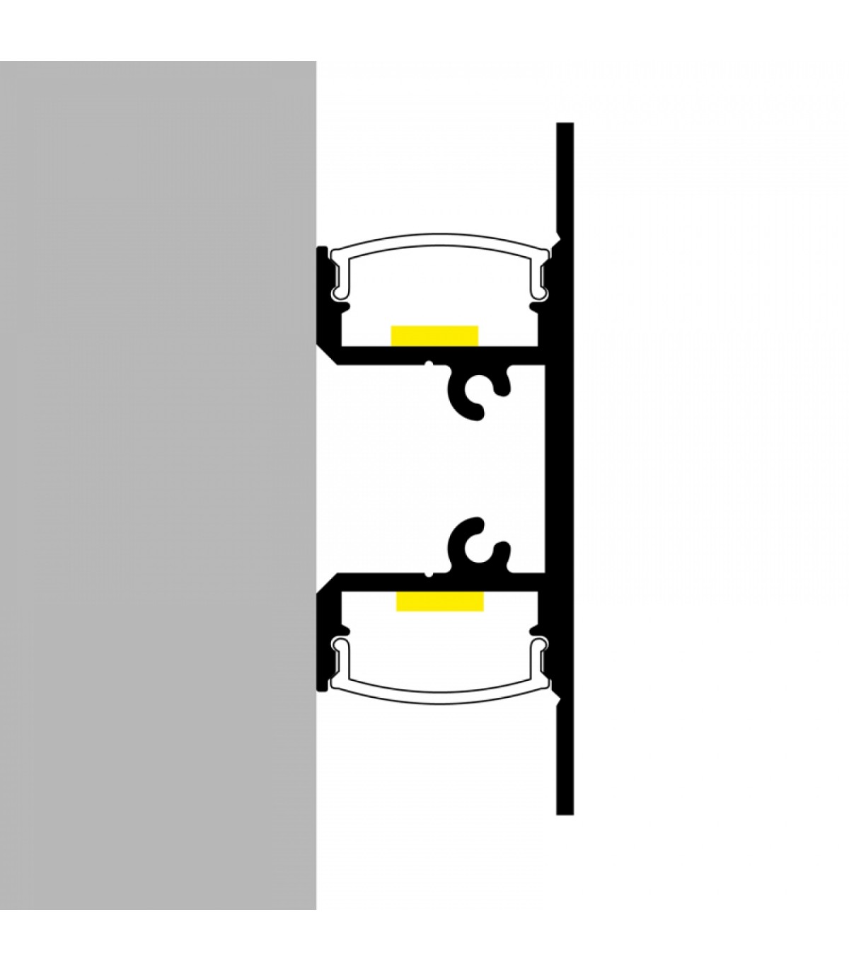 Perfil Aluminio GOTE Lacado Negro Superficie Pared -2 Metros-