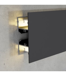 Perfil Aluminio GOTE XL Lacado Negro Superficie Pared -2 Metros-