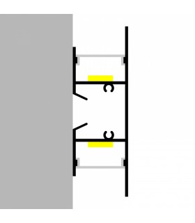 Perfil Aluminio GOTE XL Lacado Negro Superficie Pared -2 Metros-