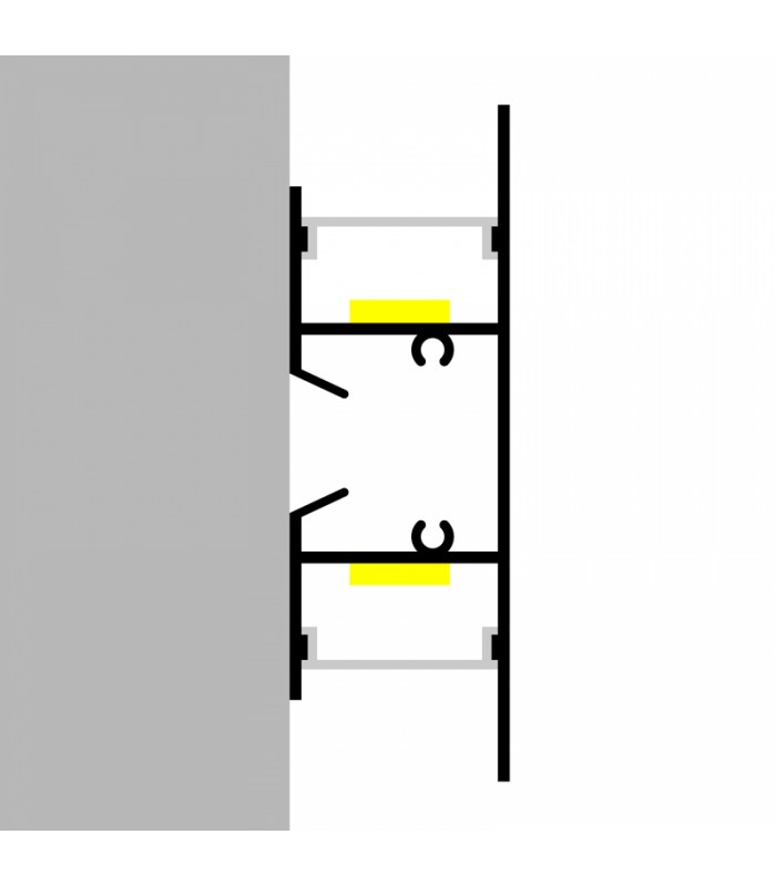 Perfil Aluminio GOTE XL Lacado Negro Superficie Pared -2 Metros-