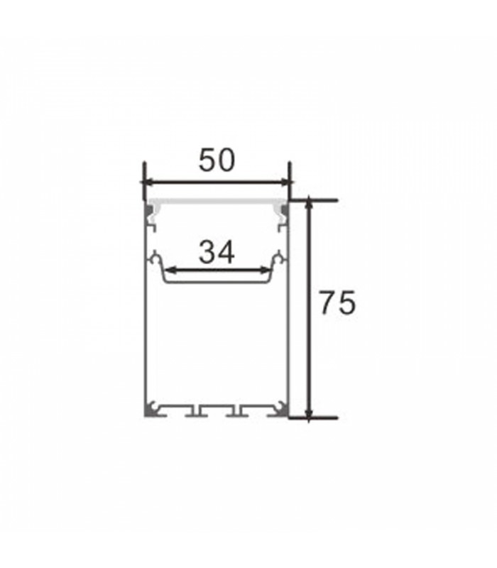 Perfil Aluminio PERY Superficie/Colgante -2 Metros-
