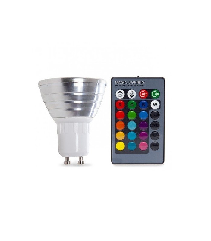 Dicroica GU10 3W RGB + Mando