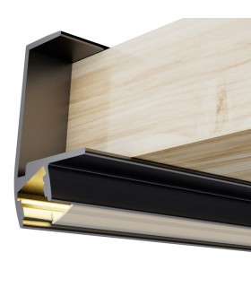 Perfil Aluminio KEO Lacado Negro Armarios -2 Metros-