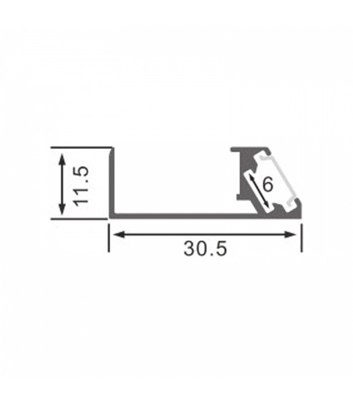 Perfil Aluminio KEO Lacado Negro Armarios -2 Metros-