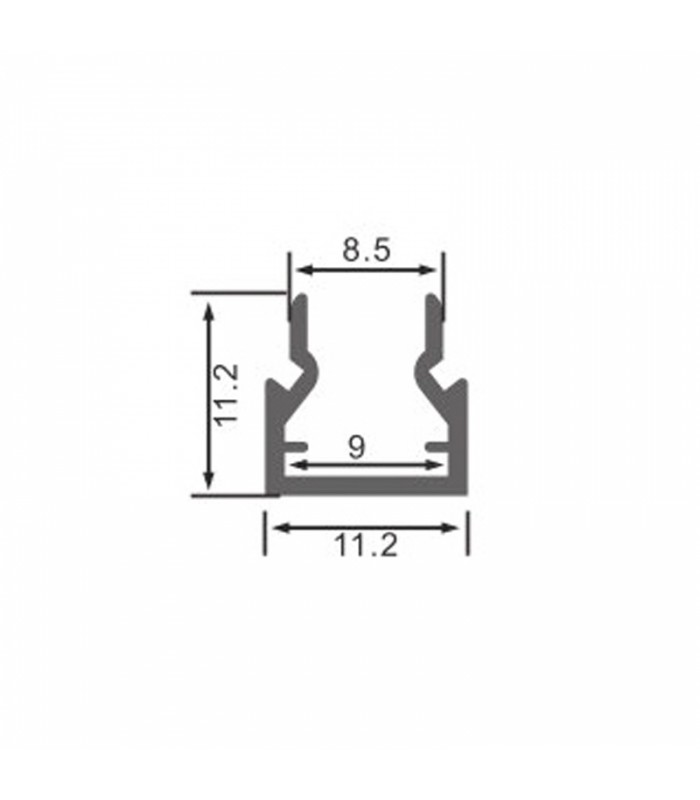 Perfil Aluminio NIBBLE Especial Vitrinas -2 Metros-