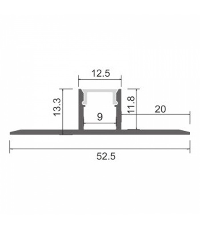 Perfil Aluminio ORER Empotrar Obra -2 Metros-