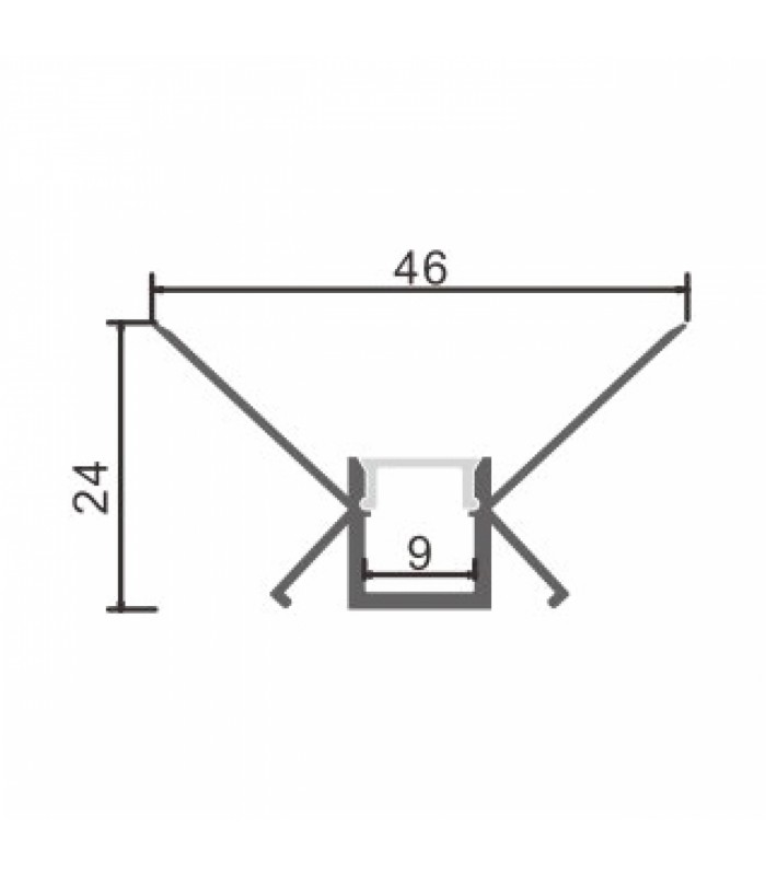 Perfil Aluminio ROLK Empotrar Obra -2 Metros-