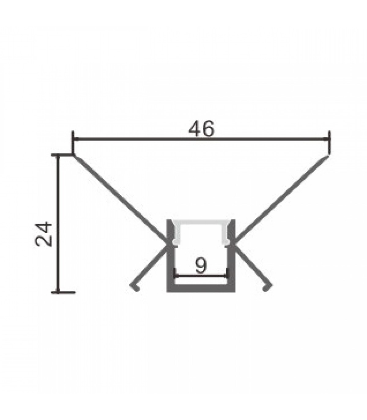 Perfil Aluminio ROLK Empotrar Obra -2 Metros-