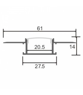 Perfil Aluminio FEAT Empotrar Obra -2 Metros-