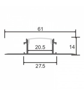 Perfil Aluminio BIRD Empotrar Obra -2 Metros-