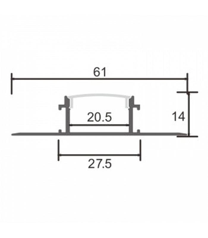 Perfil Aluminio BIRD Empotrar Obra -2 Metros-