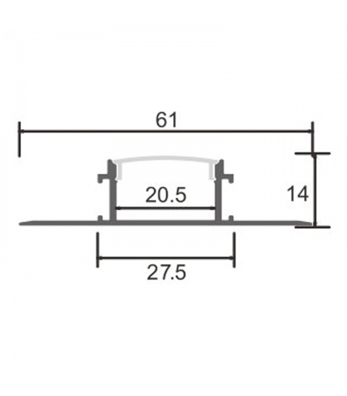 Perfil Aluminio BIRD Empotrar Obra -2 Metros-