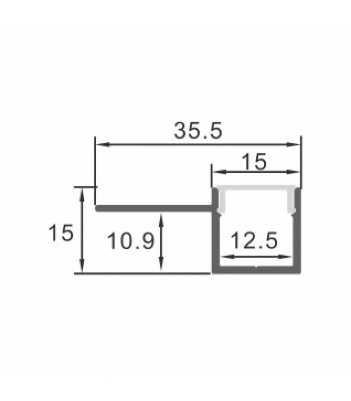 Perfil Aluminio GILG Empotrar Obra -2 Metros-