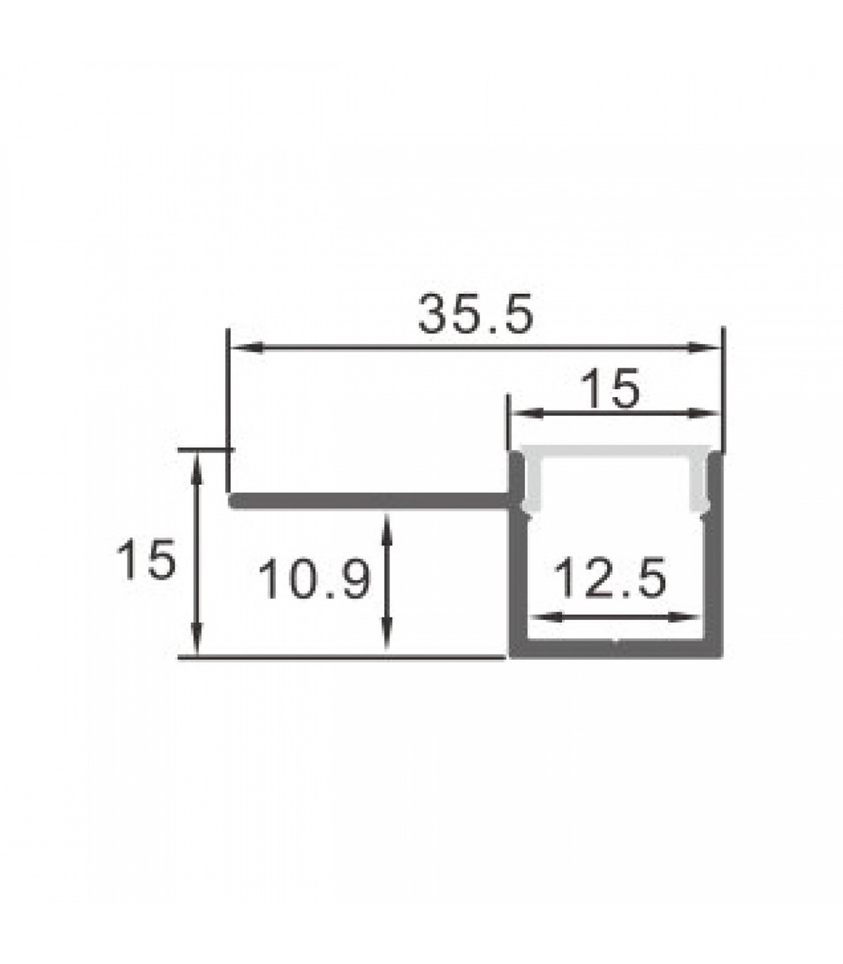 Perfil Aluminio GILG Empotrar Obra -2 Metros-