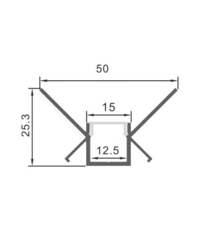 Perfil Aluminio LOR Empotrar Obra -2 Metros-