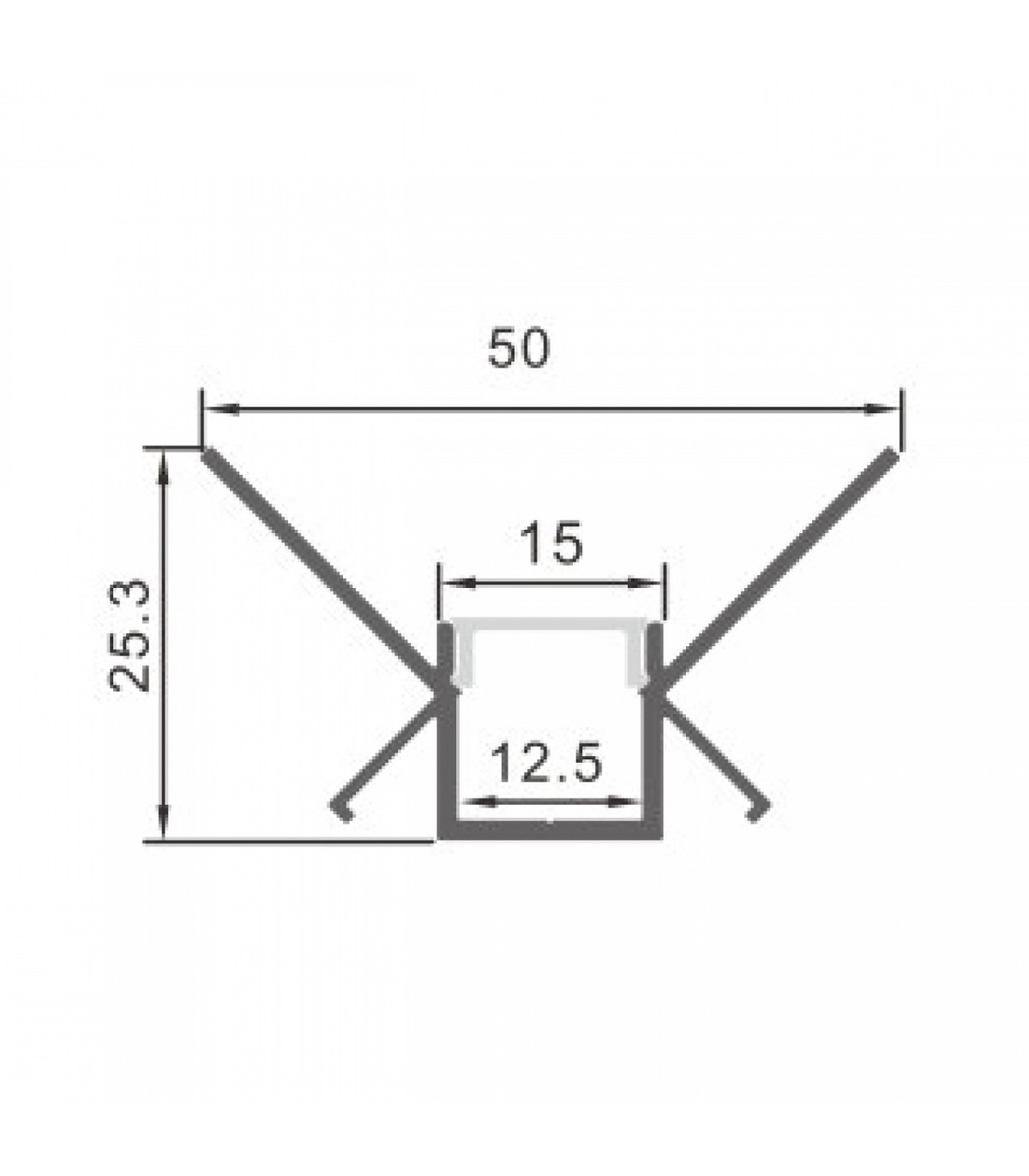 Perfil Aluminio LOR Empotrar Obra -2 Metros-