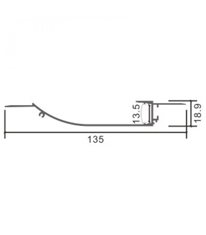 Perfil Aluminio CUE Lacado Blanco Empotrar Obra -2 Metros-