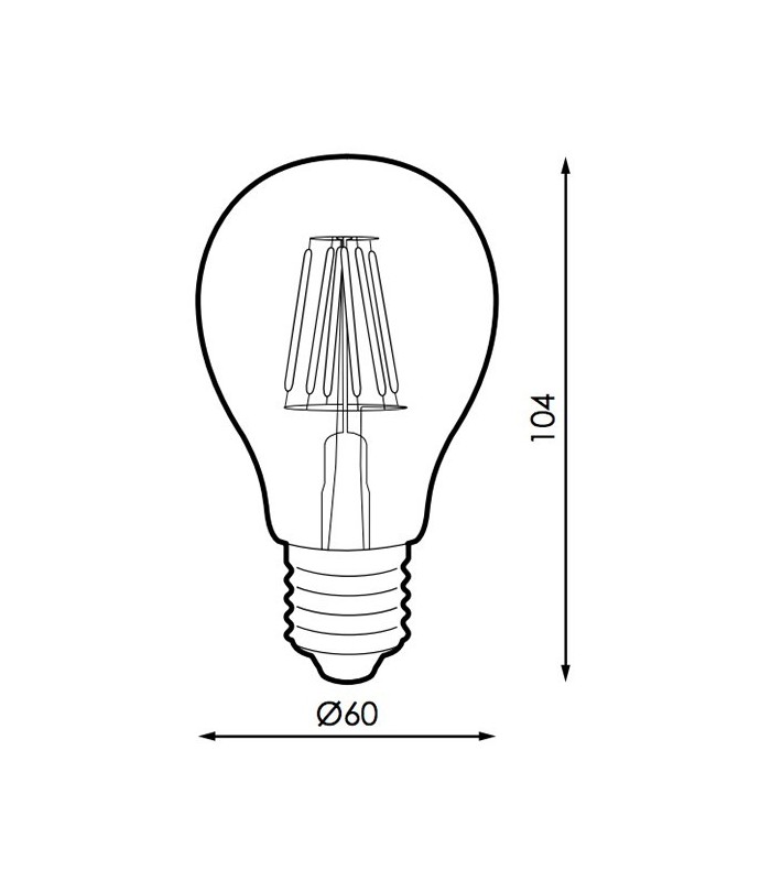 Bombilla LED filamento A60 4W 350Lm 330º E27 2500K Ambar Serie VINTAGE