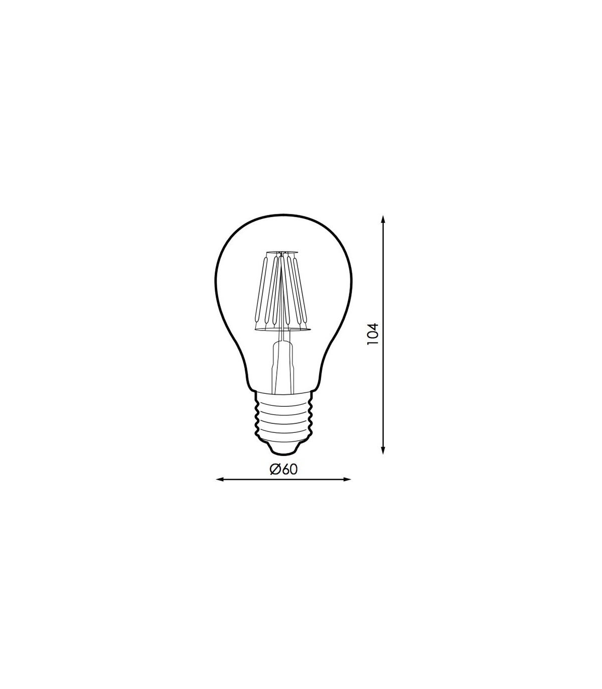 Bombilla LED filamento A60 4W 350Lm 330º E27 2500K Ambar Serie VINTAGE