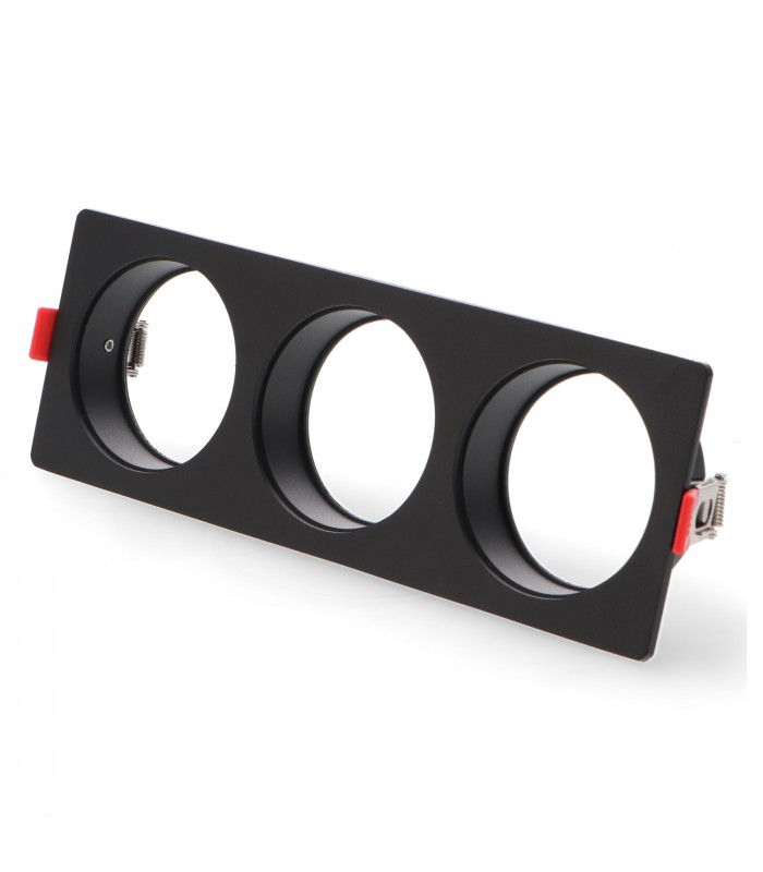 Aro Empotrable Cuadrado Triple Negro Para Módulo Cobfix 10W