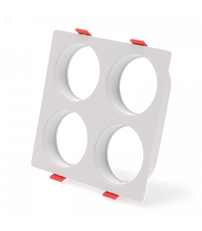 Aro Empotrable Cuadrado Cuadruple Blanco Para Módulo Cobfix 10W