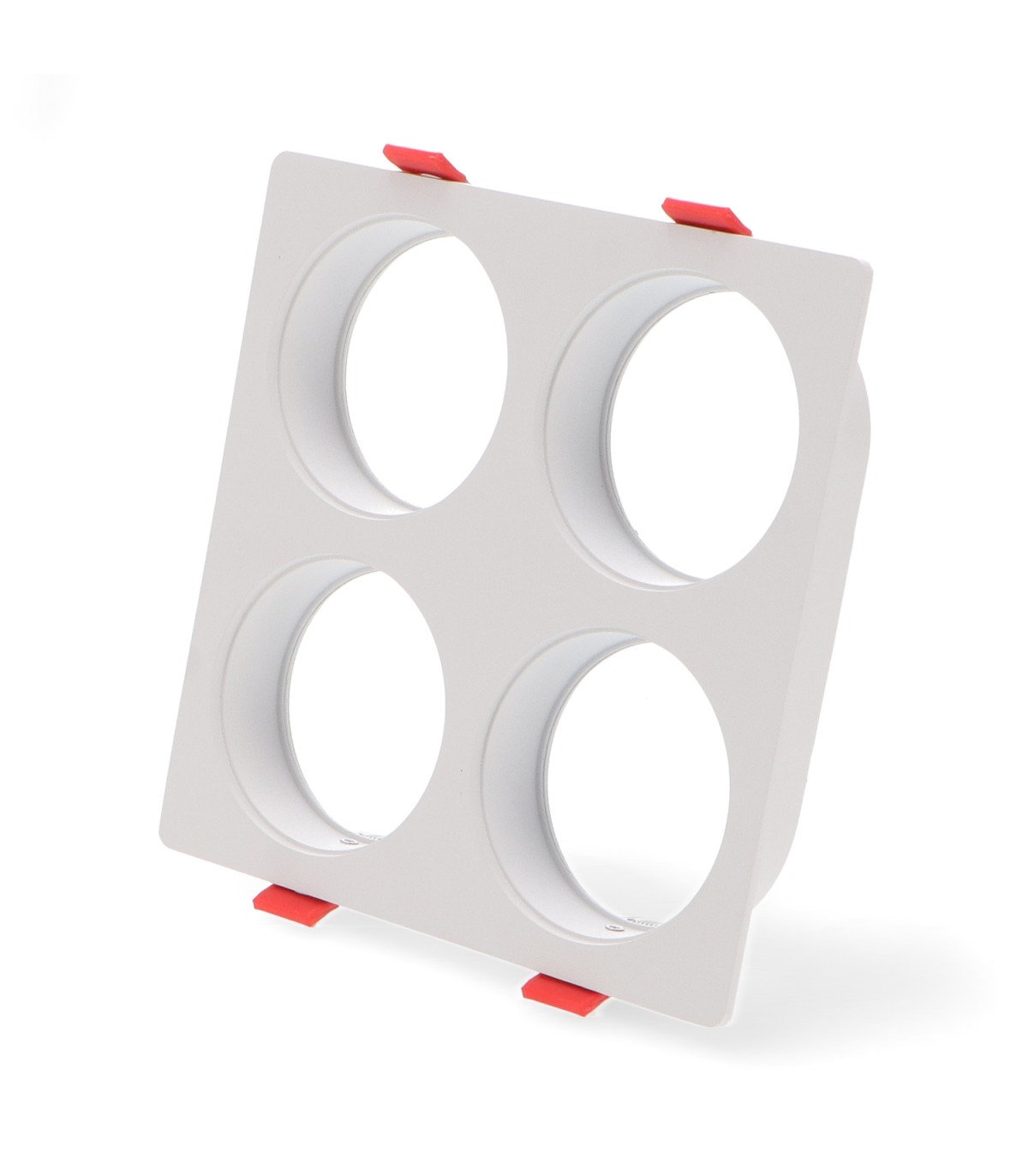 Aro Empotrable Cuadrado Cuadruple Blanco Para Módulo Cobfix 10W