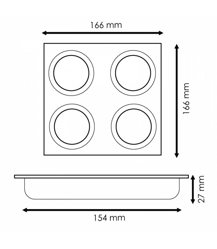 Aro Empotrable Cuadrado Cuadruple Blanco Para Módulo Cobfix 10W