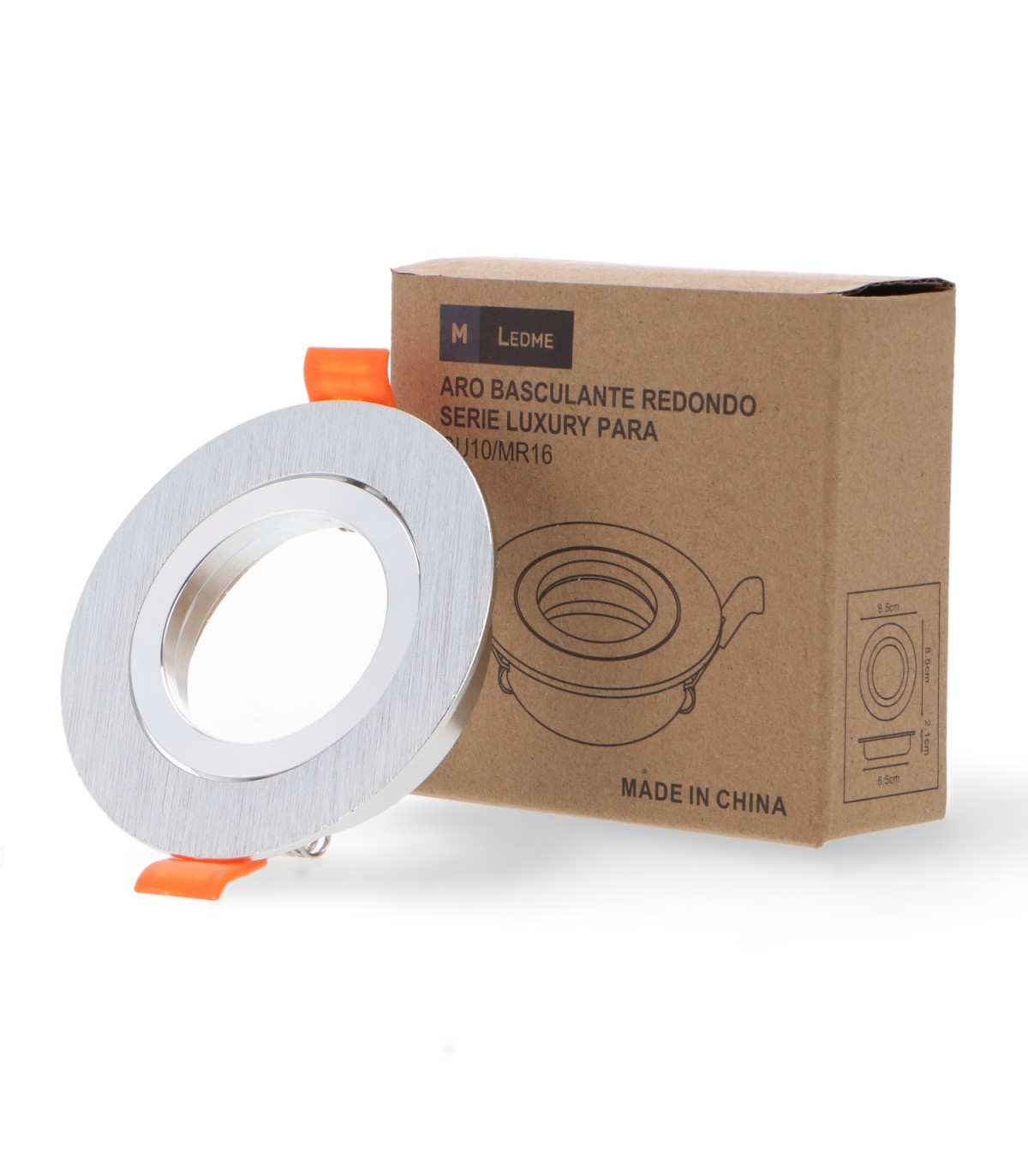 Aro Empotrable Basculante Redondo Cromo Serie Luxury