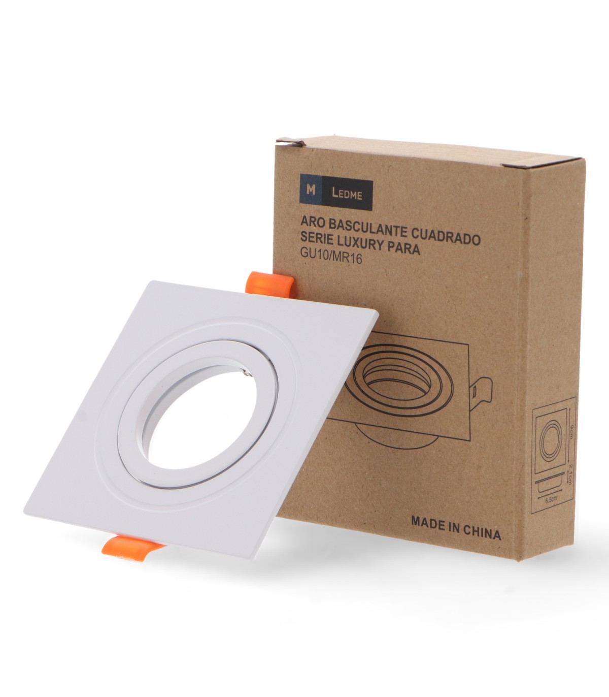 Aro Empotrable Basculante Cuadrado Blanco Serie Luxury