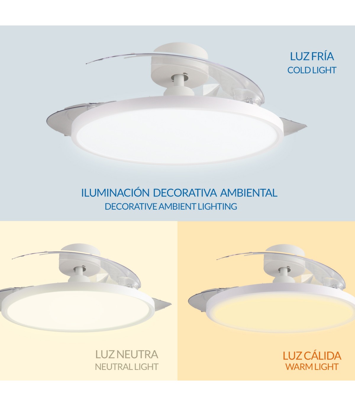 Ventilador PAACK DC 36W 2800Lm 4 Aspas Blanco CCT