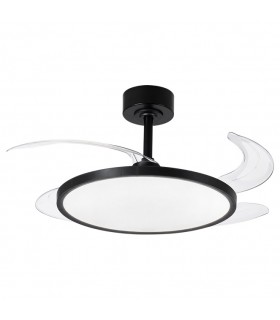 Ventilador de Techo Slim DC 72W 6480Lm 4 Aspas Negro CCT