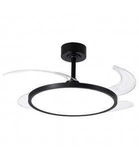 Ventilador de Techo Slim DC 72W 6480Lm 4 Aspas Negro CCT