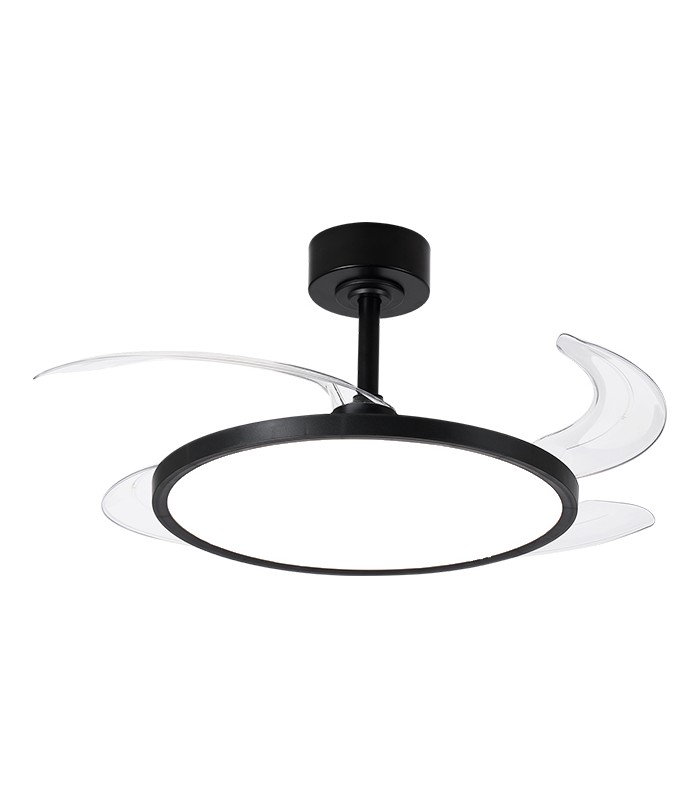 Ventilador de Techo Slim DC 72W 6480Lm 4 Aspas Negro CCT
