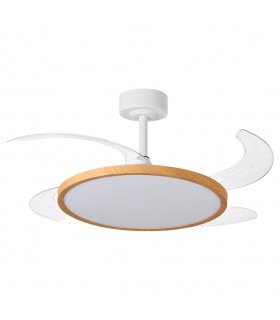 Ventilador de Techo Slim DC 72W 6480Lm 4 Aspas Blanco/Haya CCT