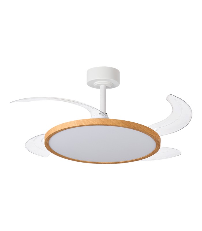 Ventilador de Techo Slim DC 72W 6480Lm 4 Aspas Blanco/Haya CCT