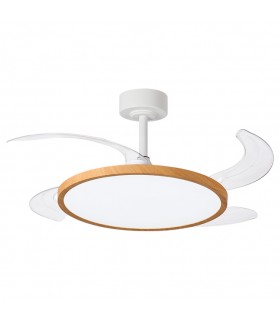 Ventilador de Techo Slim DC 72W 6480Lm 4 Aspas Blanco/Haya CCT